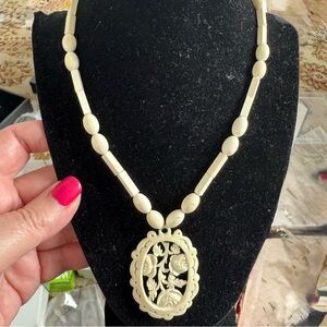 Vintage Carved Bone Necklace